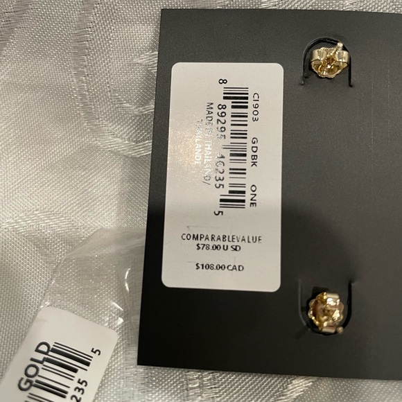 Coach Gold and Cream Logo Huggie Earrings. New - Picture 5 of 6